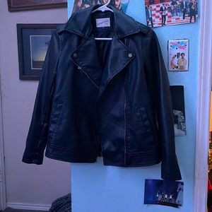 Black leather jacket women size XS